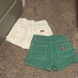2 pairs of Dickies shorts cream and green size 24